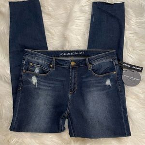 NWT Articles of Society ankle skinny 32 prarie wash distressed jeans raw edge